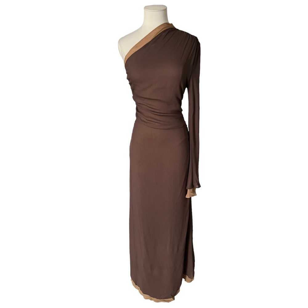 Atoir Brown One Shoulder Long Sleeve Maxi Dress 4